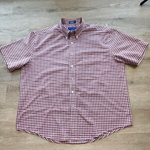 Towncraft Wrinkle Resistant Mens XL Short Sleeve Button-Down Plaid Shirt
